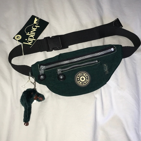 Kipling Handbags - Kipling Green Fanny Pack with monkey